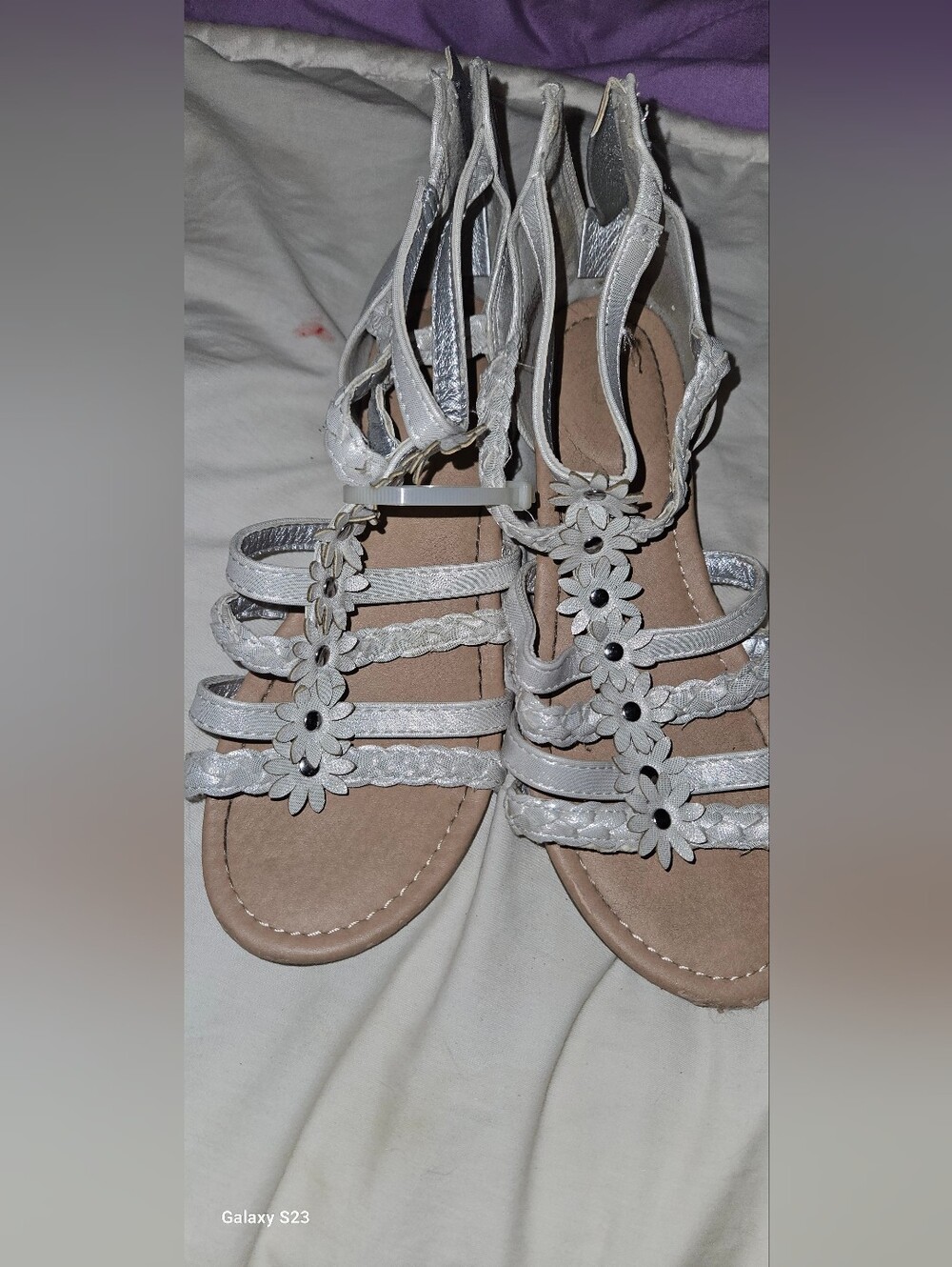 Girls Floral Gladiator Sandals in White Size 2